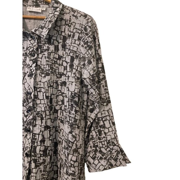 Habitat Women's Textured Fun Button Down High Low Shirt Collar Multi Grey Small - Picture 7 of 14